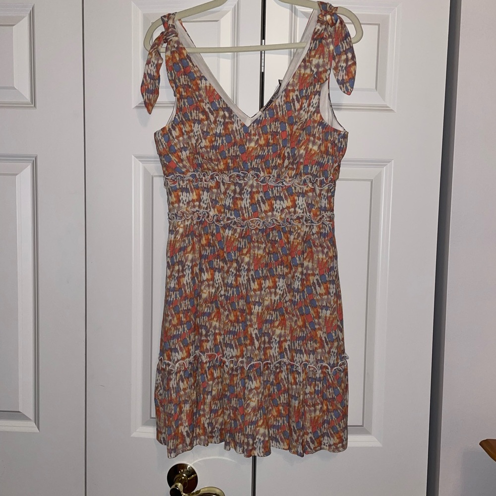 Smocked Tiered Light Summer Boutique Dress with Tie Sleeve Detail